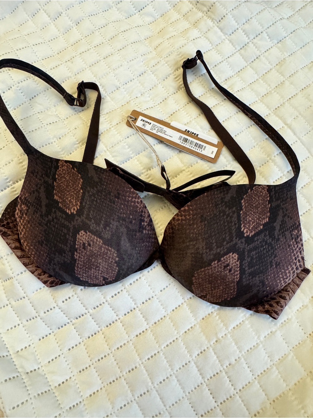 Skims Women's Brown Snake-Print Push-Up Bra - Mixed Brown Tones
